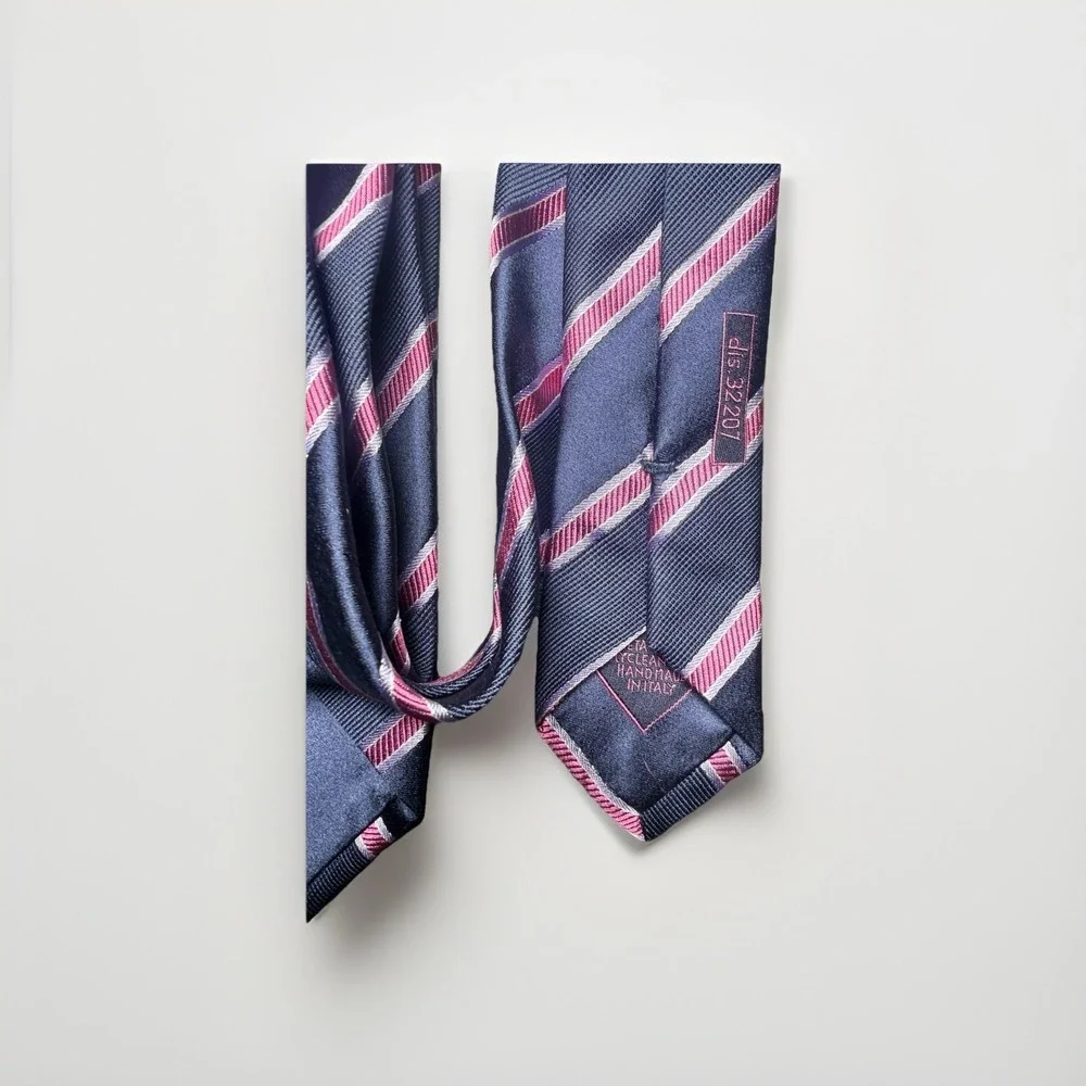 BRIONI Blue Striped Silk Tie HANDMADE ITALY 61"/ 3" EC - Picture 3 of 4